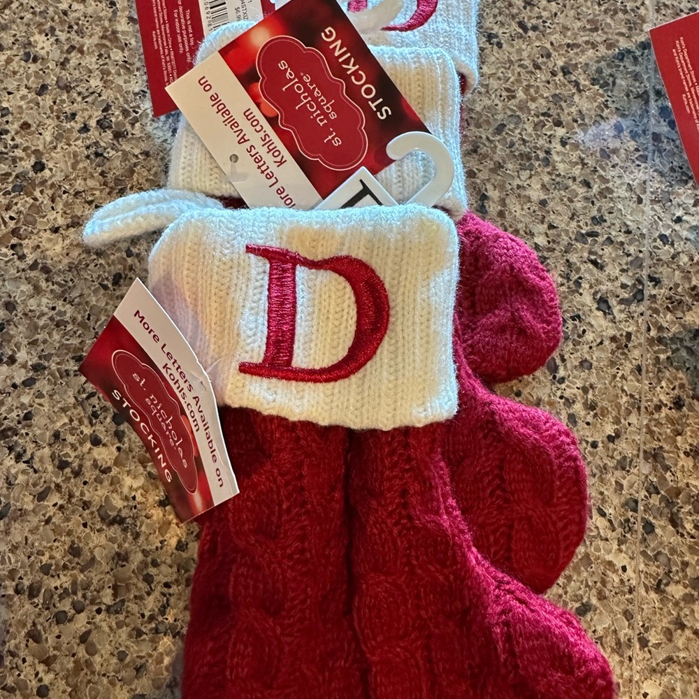 St. Nicholas Square Red and White small sized  Christmas Stocking